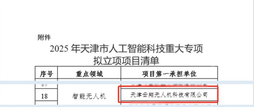 喜报 | 云翔获天津市人工智能科技重大专项支持 技术突破引领无人机反制新篇章-图片1